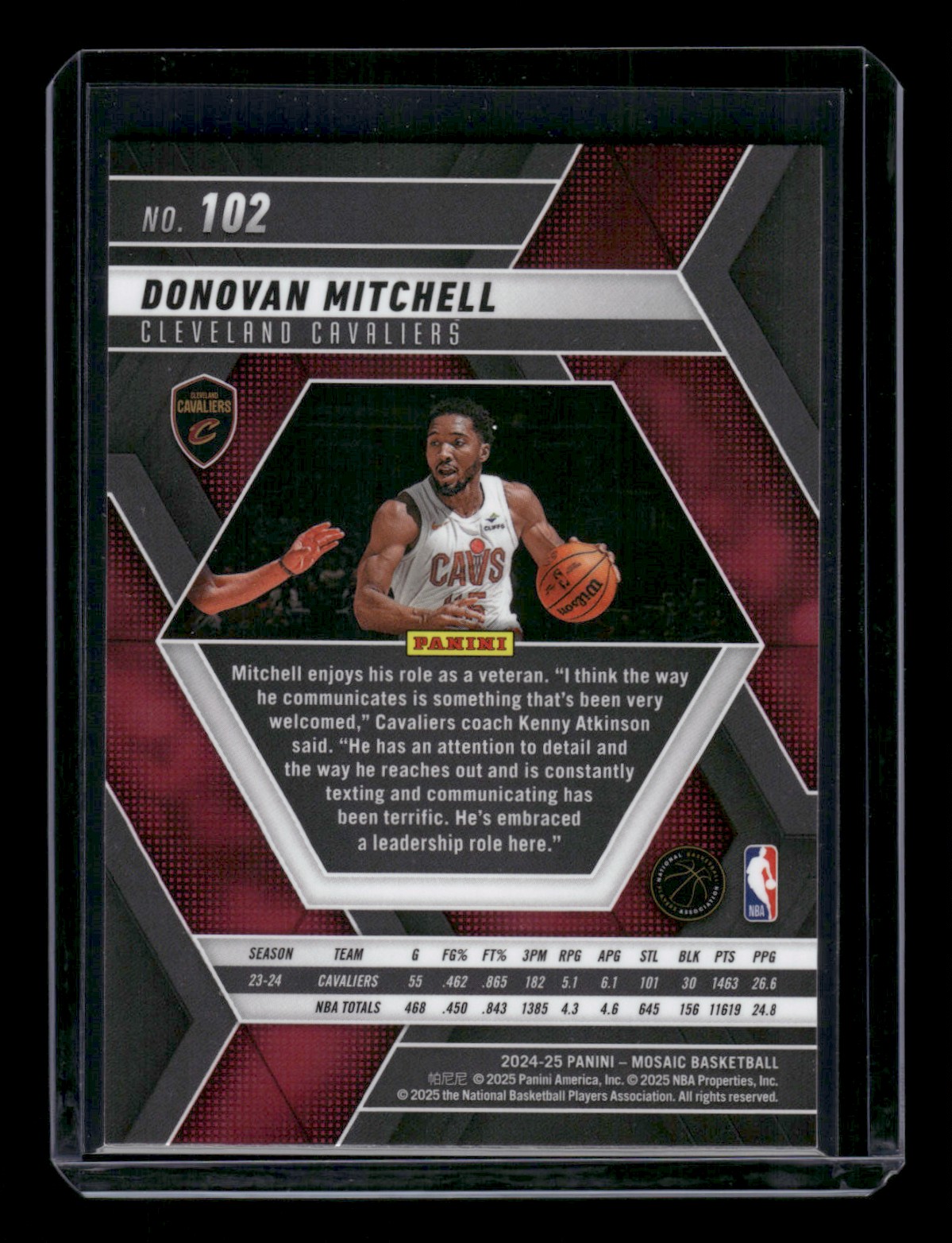 2024-25 Panini Mosaic Donovan Mitchell #102 card back image