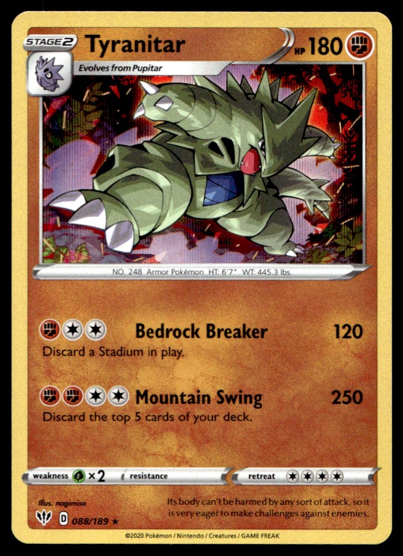 2020 Sword & Shield - Darkness Ablaze Tyranitar Stage 2/Rare