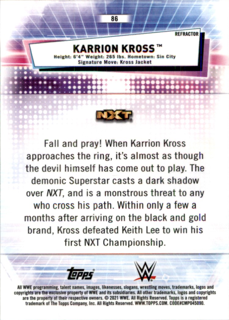 2021 Topps WWE Chrome Refractor Karrion Kross #86 card back image