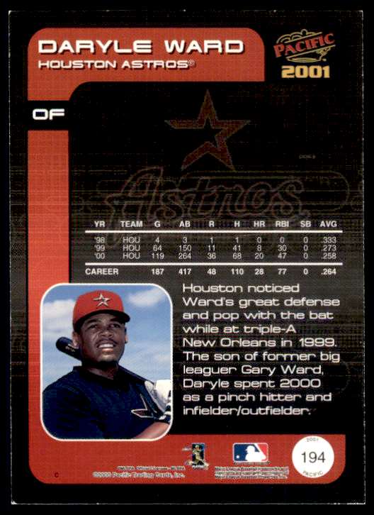 2001 Pacific Daryle Ward #194 card back image
