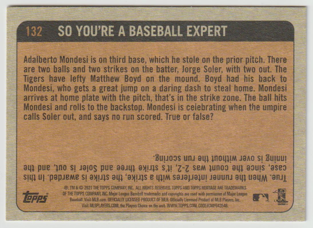 2021 Topps Heritage (In Action) Starling Marte #132 card back image