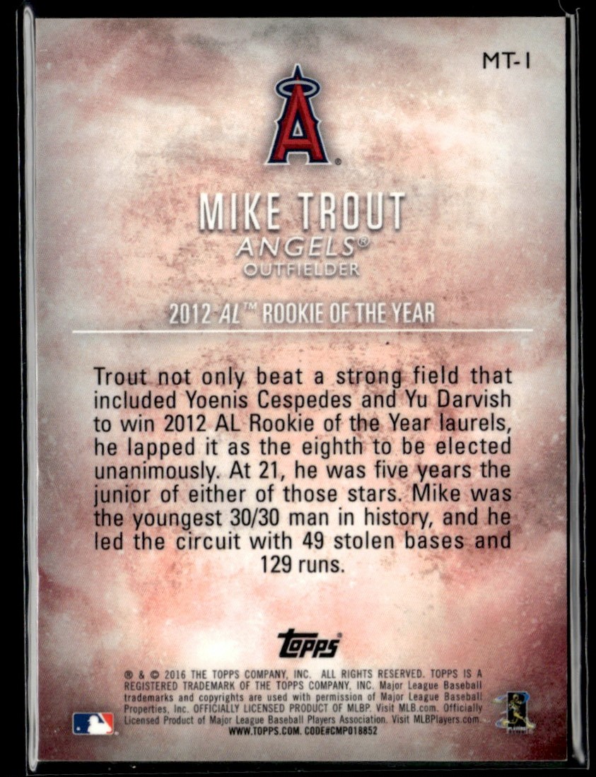 2016 Topps Chrome 2012 ROY Mike Trout Los Angeles Angels #MT-1 | eBay