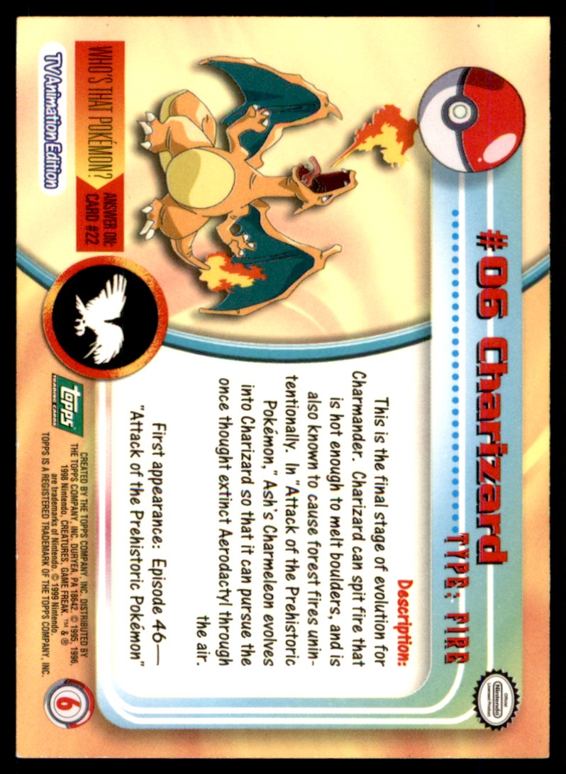 1998 Pokemon Topps Charizard #06 on Kronozio