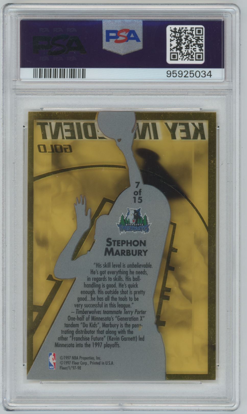 1997-98 Fleer Key Ingredient Stephon Marbury #7 card back image