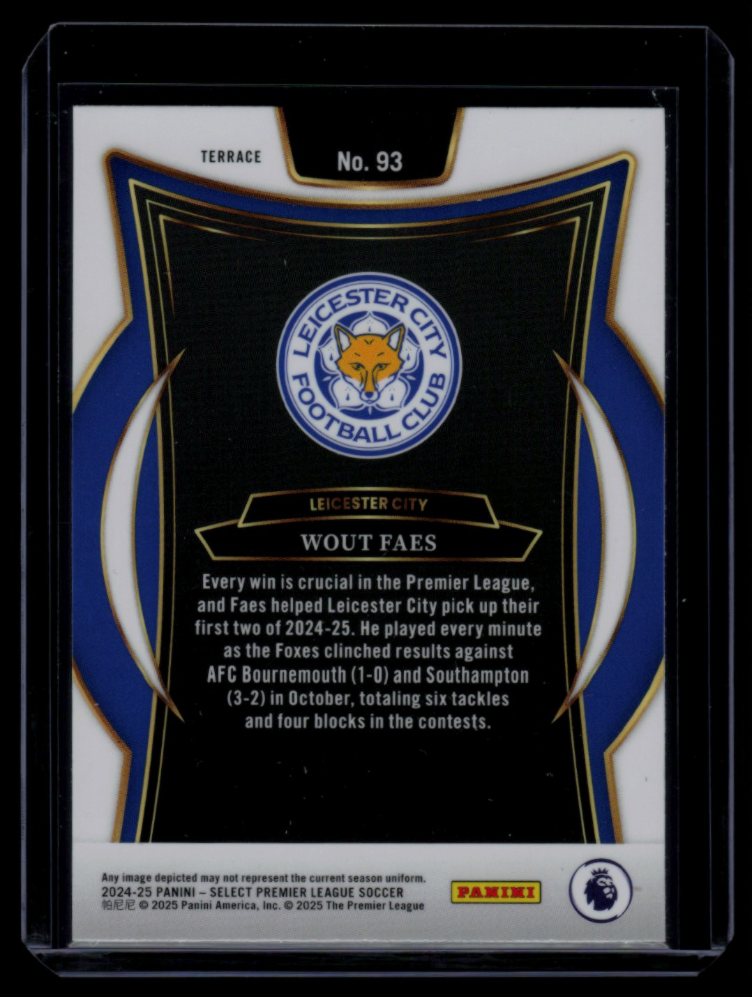 2024 Select Premier League Terrace WOUT FAES #93 card back image
