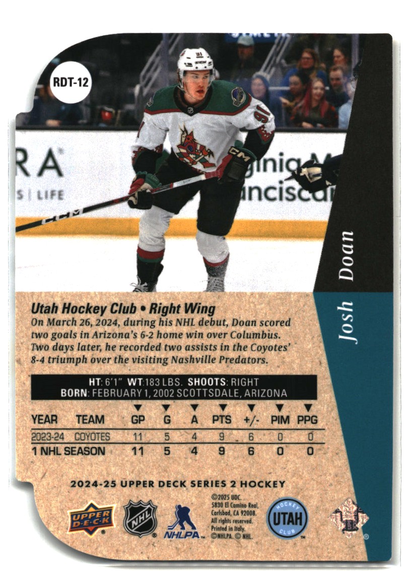 2024-25 Upper Deck Josh Doan #RDT-12 card back image