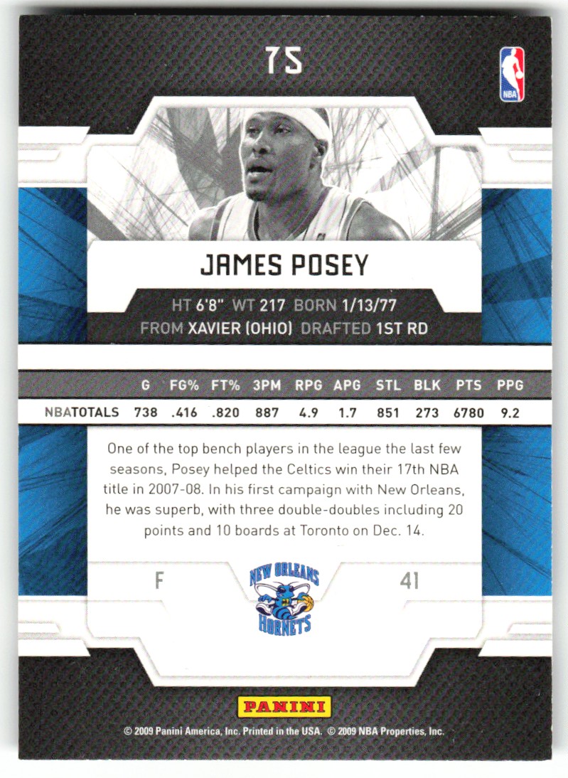 2009-10 Donruss Elite James Posey #75 card back image