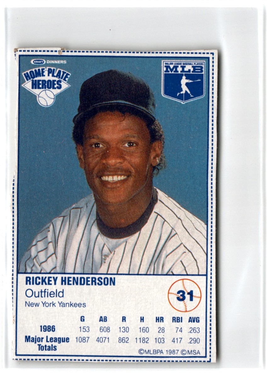 1987 Kraft Home Plate Heroes Rickey Henderson #31
