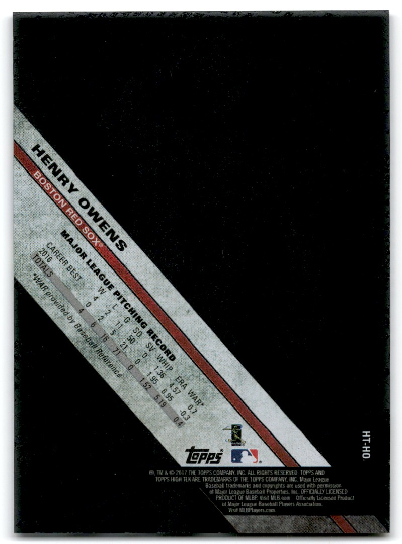2017 Topps High Tek BLACKOUT Henry Owens #HT-HO card back image