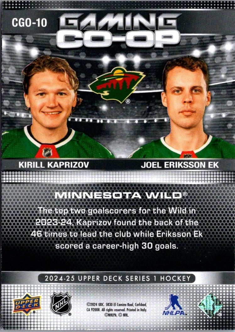 2024-25 Upper Deck Gaming Co-Op Kirill Kaprizov / Joel Eriksson Ek #CGO-10 card back image