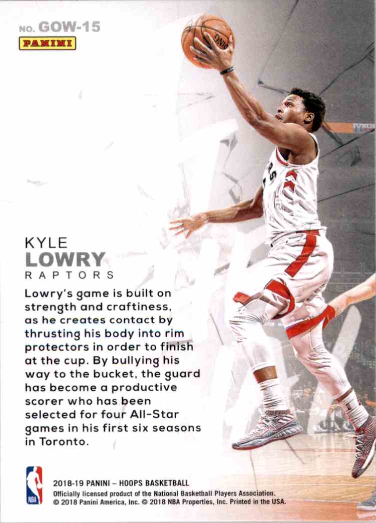2018-19 Hoops Get Out The Way Kyle Lowry #GOW-15 card back image