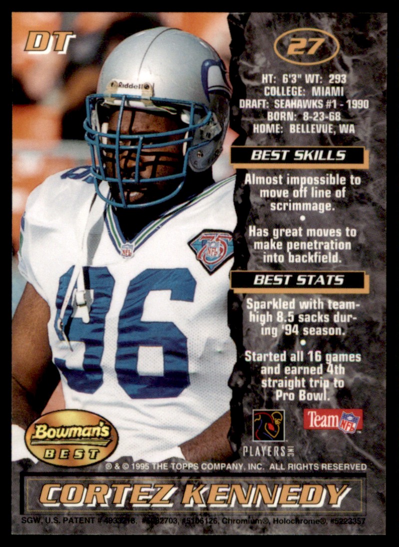 1995 Bowman's Best Cortez Kennedy #V27 card back image