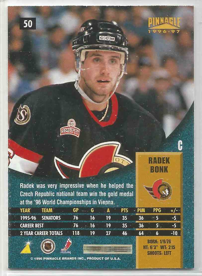 1996-97 Pinnacle Premium Stock Radek Bonk #50 on Kronozio