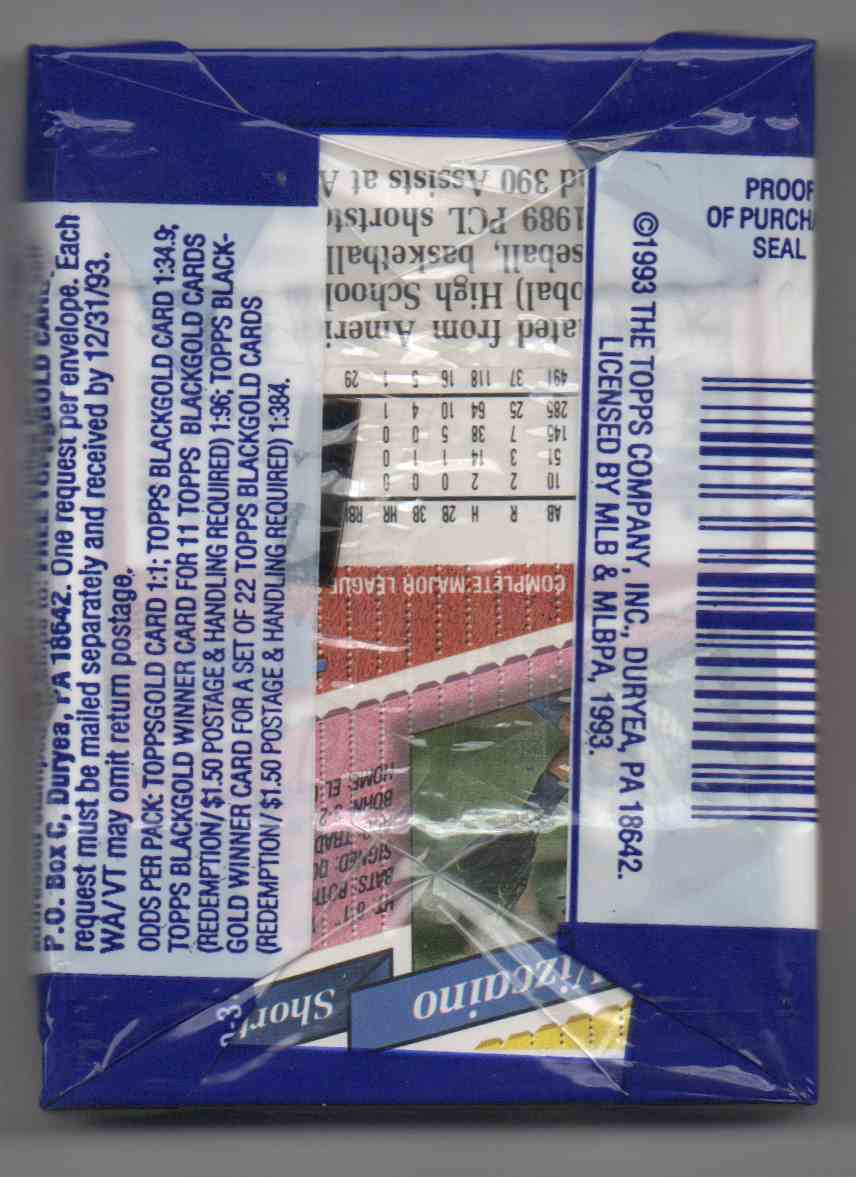 1993 Topps Series 1 Jumbo Pack Unopened Pack #34 card back image