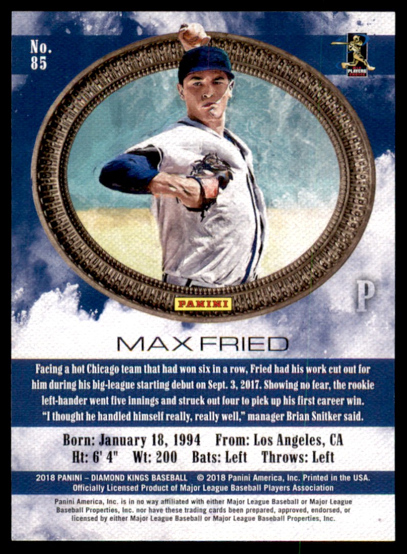 2018 Panini Diamond Kings Blue Frame Max Fried #85 card back image