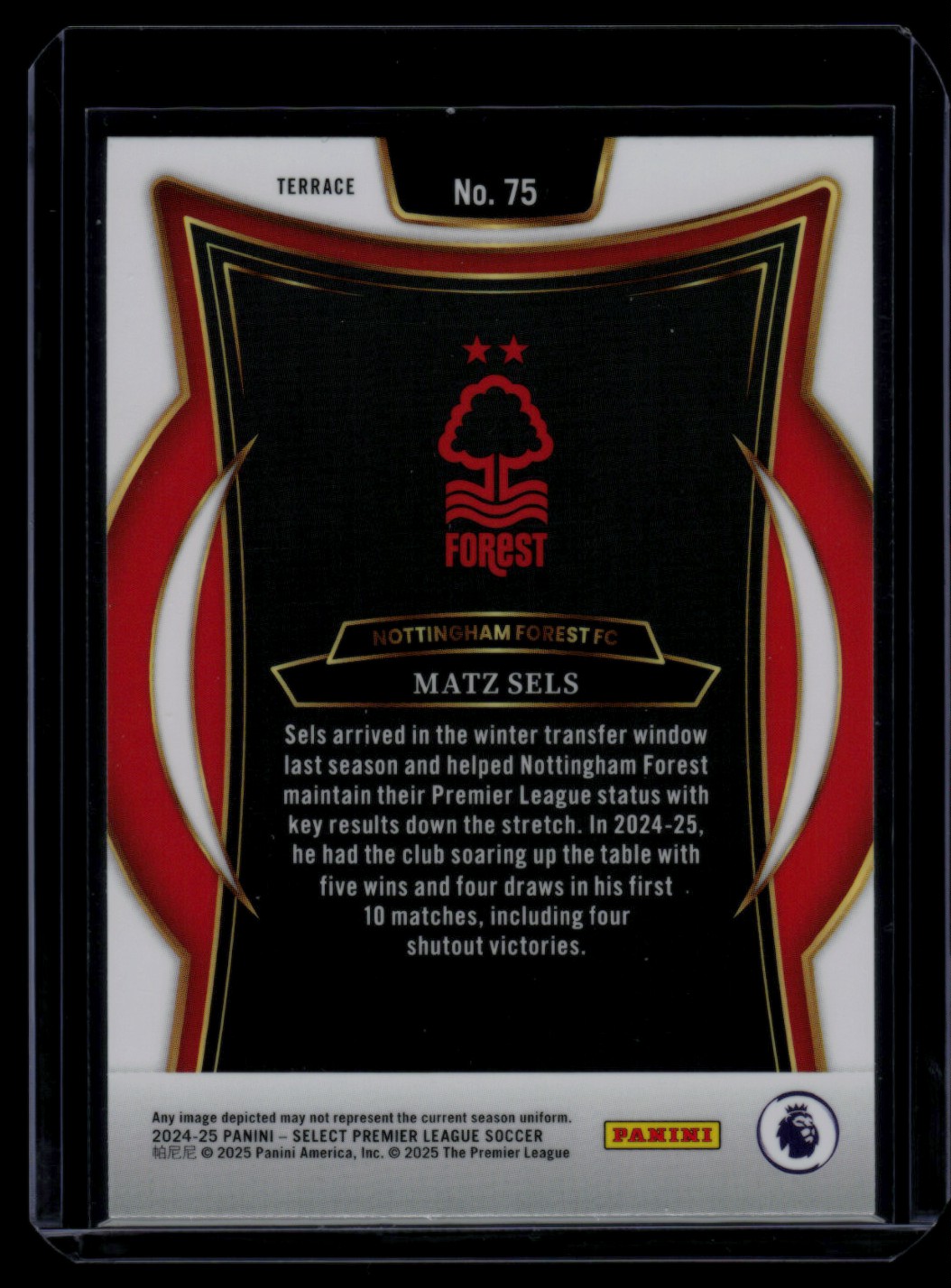 2024 Select Premier League Terrace MATZ SELS #75 card back image