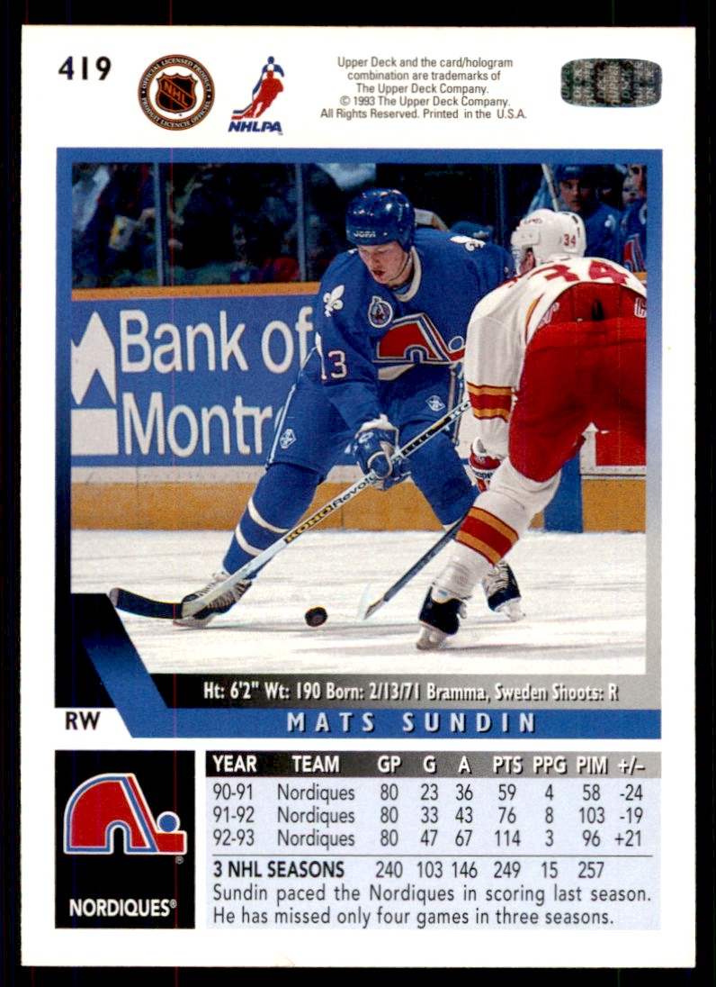 199394 Upper Deck Mats Sundin 419 on Kronozio