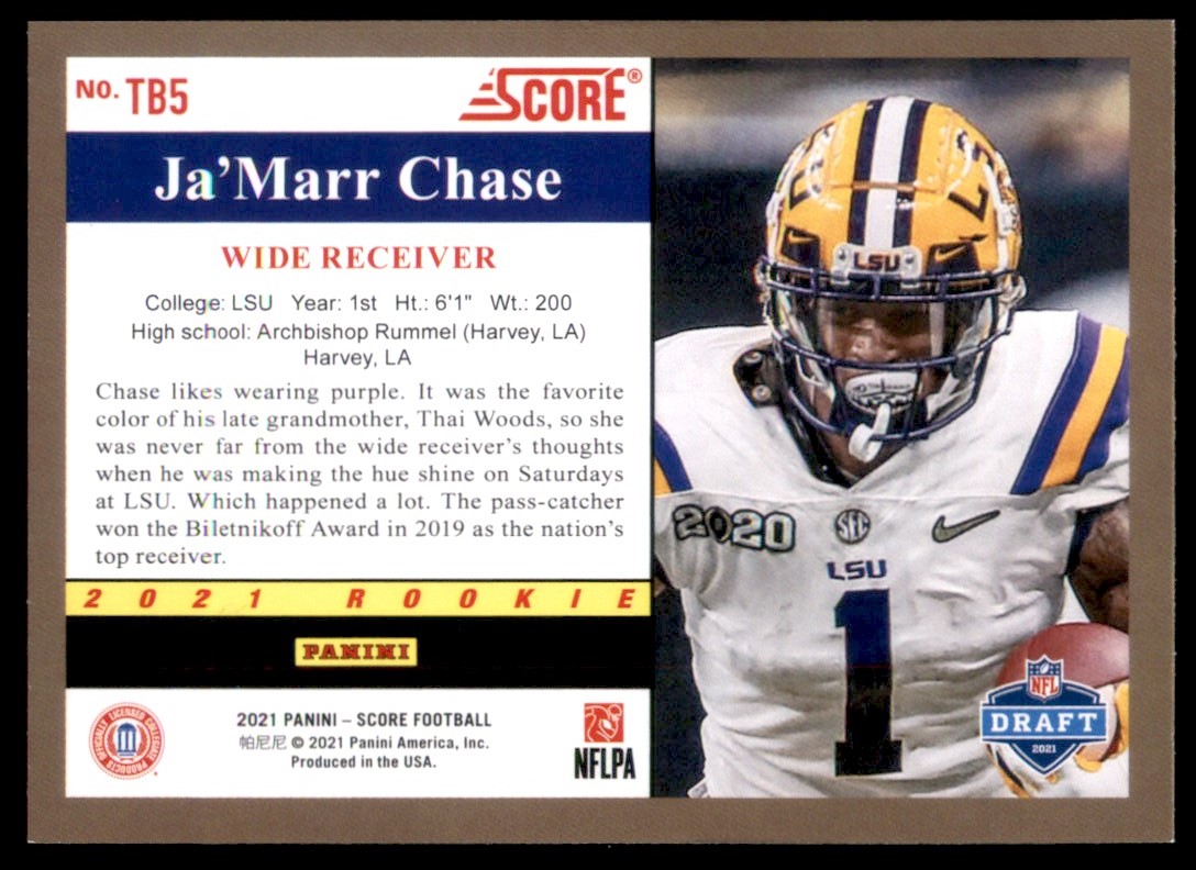 2021 Score '91 Throwback Rookies Ja'Marr Chase TB5 on Kronozio