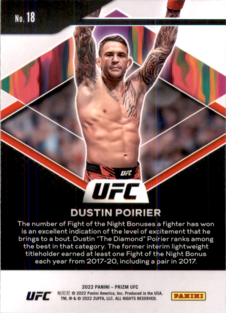 ufc prizm ダスティン・ポイエー　ダスティン・ポワリエ　サインカード 2022 Panini Prizm UFC Fearless Dustin Poirier #18 on Kronozio