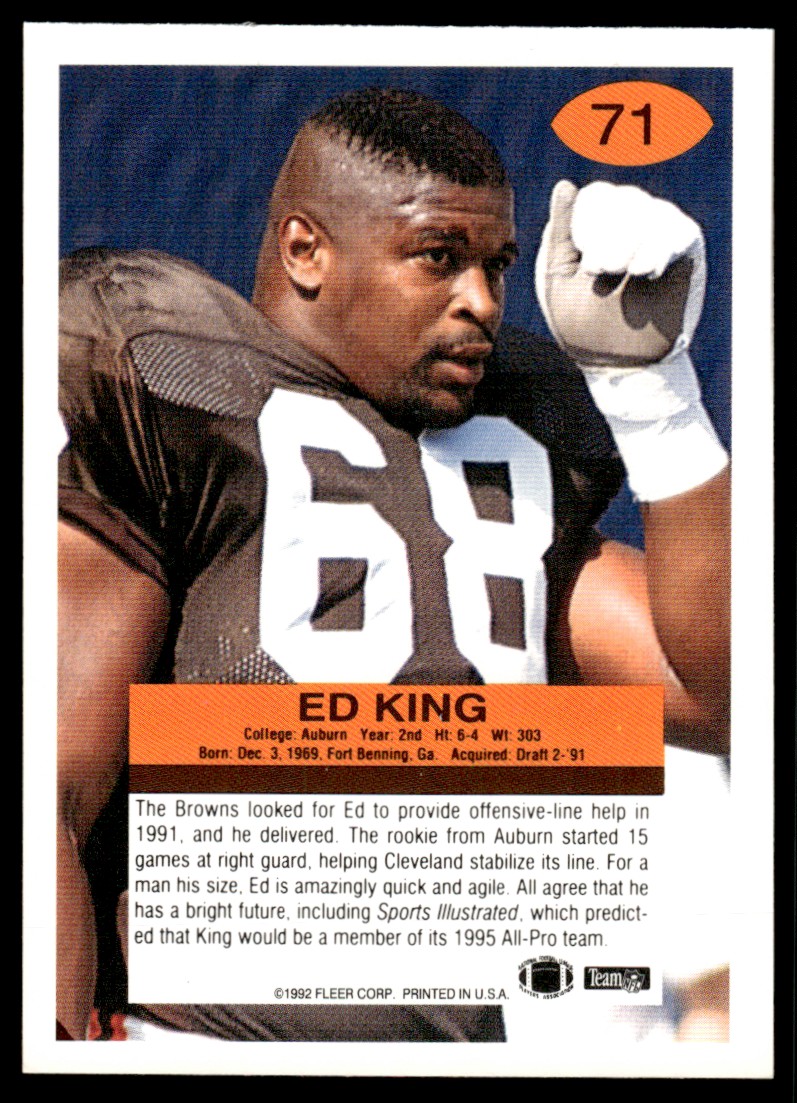 1992 Fleer Ed King #71 card back image
