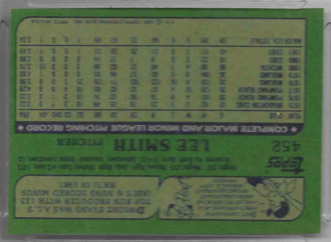 1982 Topps Lee Smith #452 card back image