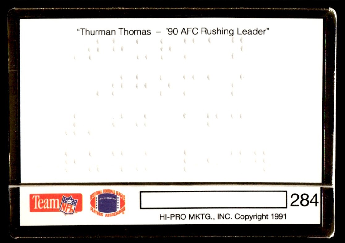 1991 Action Packed Braile Thurman Thomas #284 on Kronozio