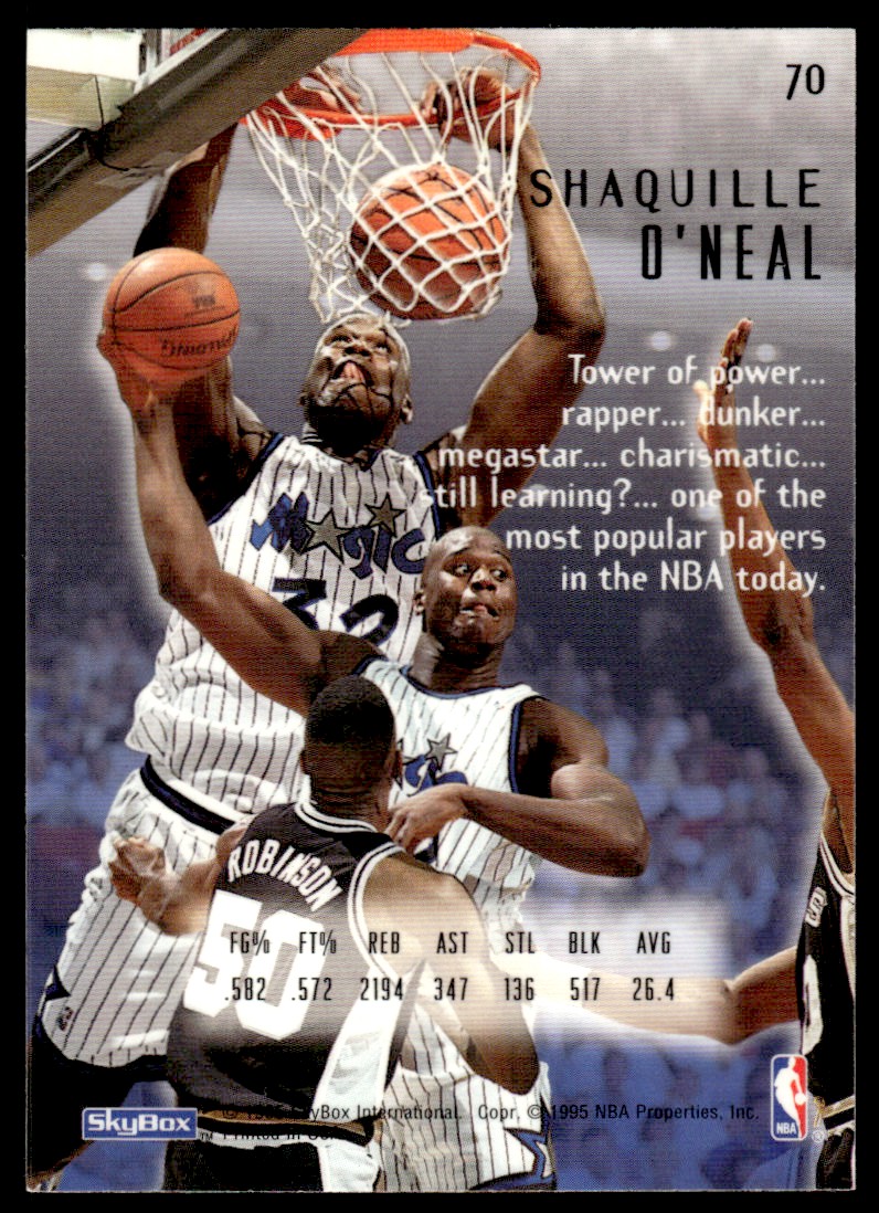 1995-96 Skybox emotion shaquille o'neal #70 card back image