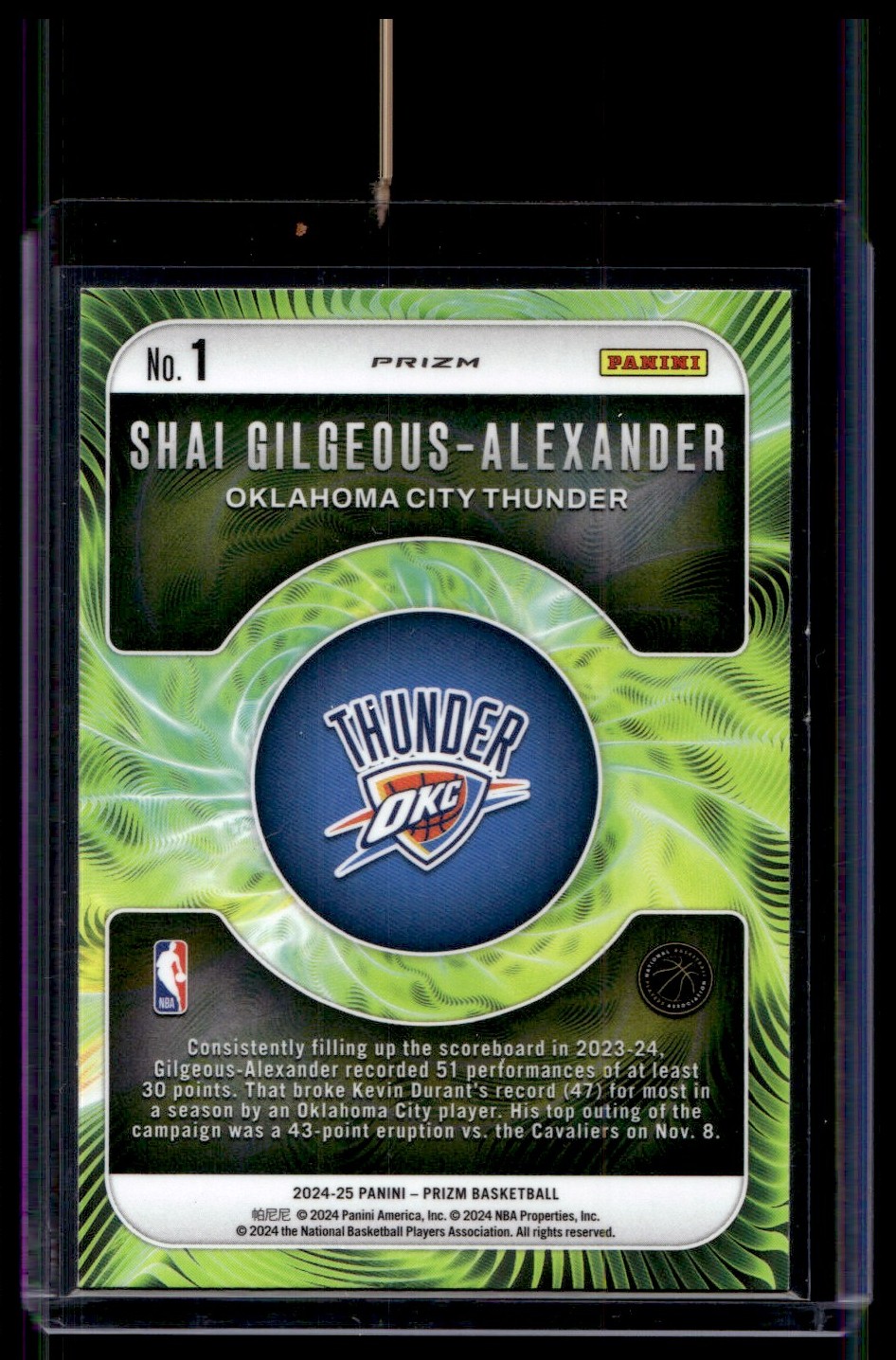 22-23 PANINI SCHICK シック ダイカットカード 10シリ 2024-25 Panini Prizm Silver Prizm Fractal Shai Gilgeous