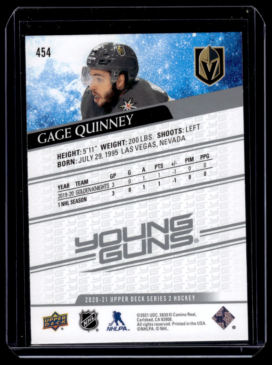 2020-21 Upper Deck Gage Quinney #454 card back image