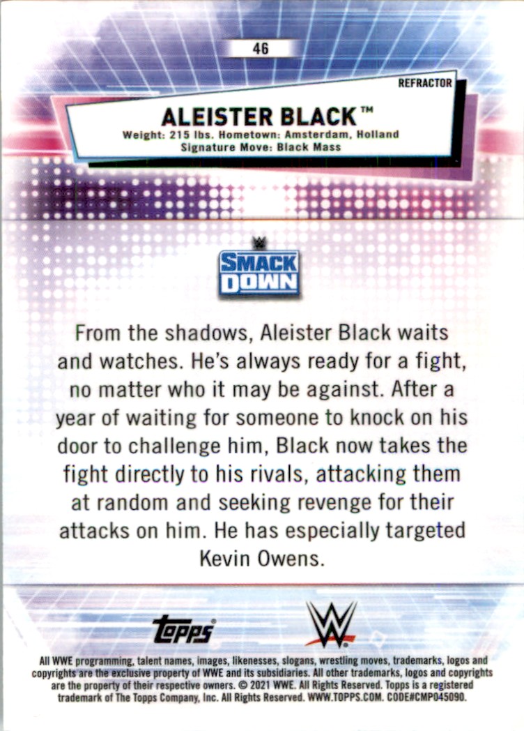 2021 Topps WWE Chrome Refractor Aleister Black #46 card back image