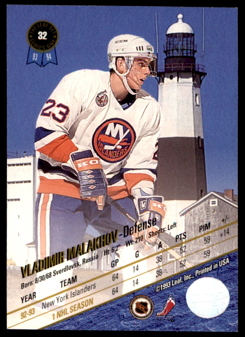 1993-94 Leaf Vladimir Malakhov #32 card back image