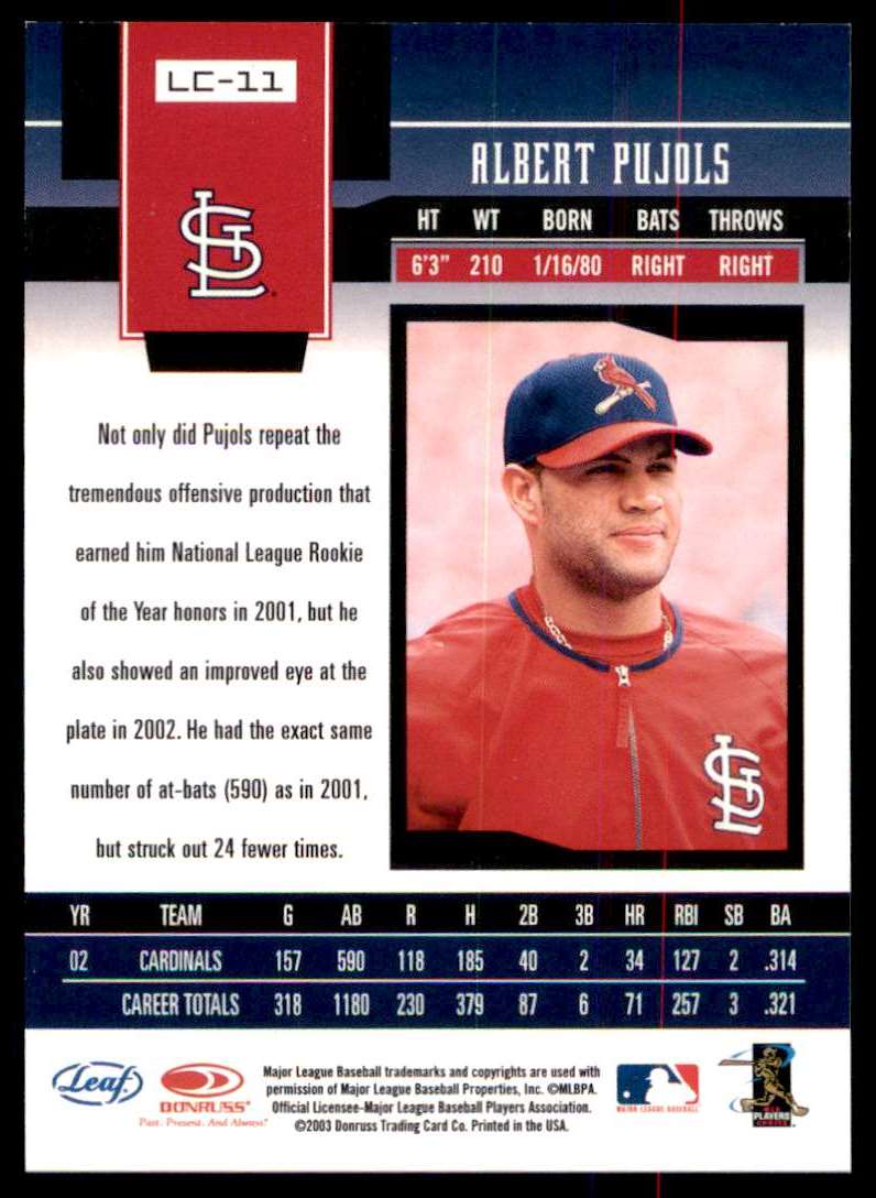 2003 Leaf Certified Albert Pujols St. Louis Cardinals #LC-11 | eBay