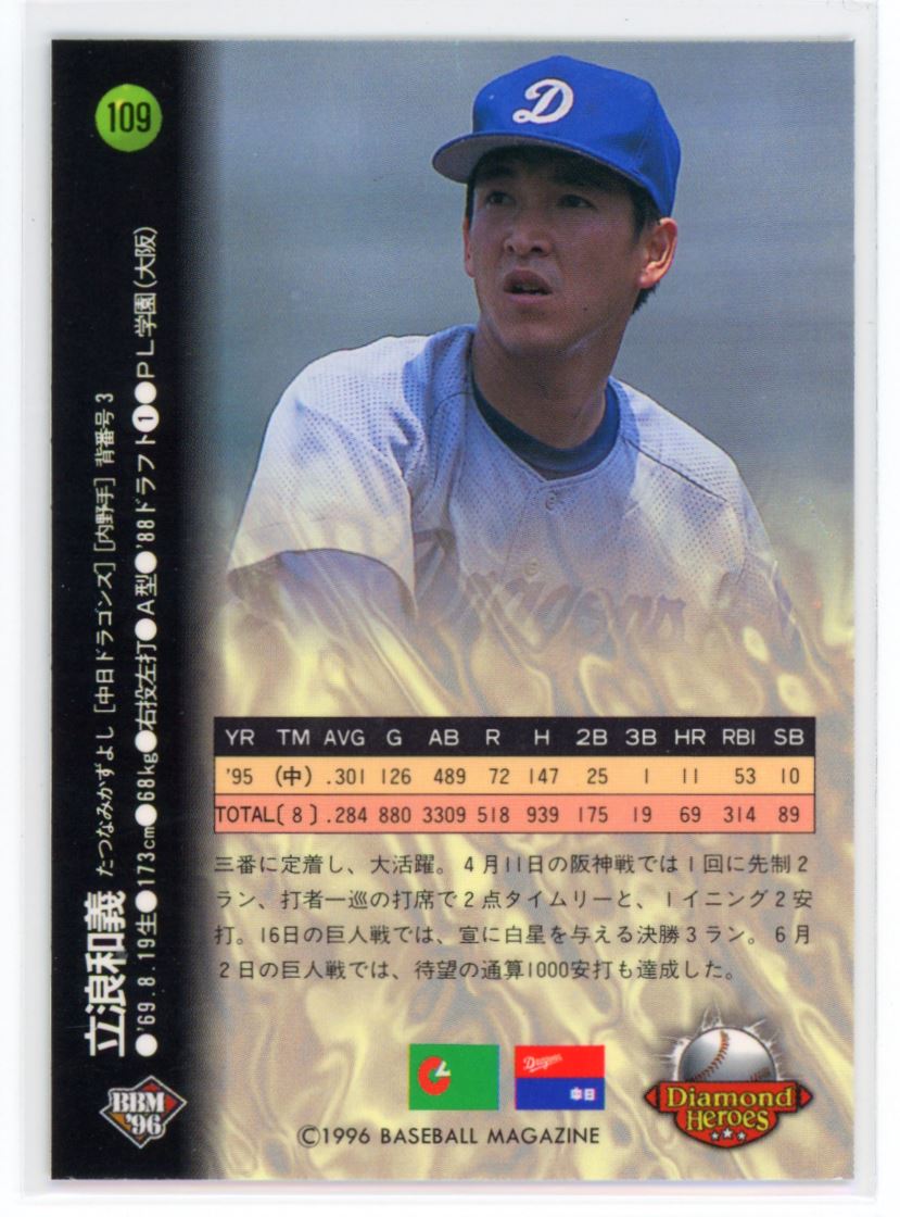 1996 BBM Diamond Heroes Kazuyoshi Tatsunami Dragons #109 | eBay