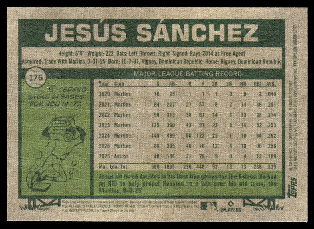2026 Topps Heritage Base Jesus Sanchez Houston Astros #176 | eBay