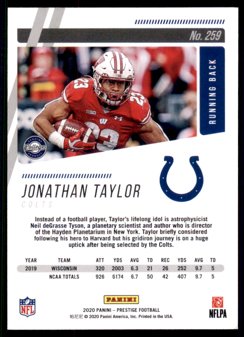 Jonathan Taylor 2020 Prizm Draft Picks Green Prizm Rookie! Wisconsin Colts  Star