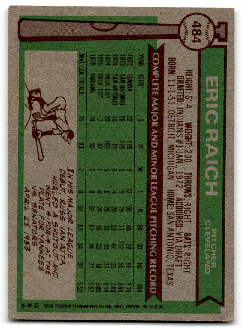 1976 Topps Eric Raich #484 on Kronozio