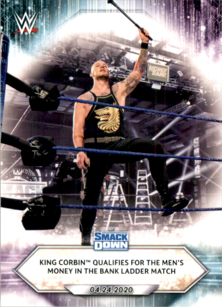 2021 Topps WWE Wrestling Card King Corbin Qualifies for the Men's Money in the Bank Ladder Match #61 card front image