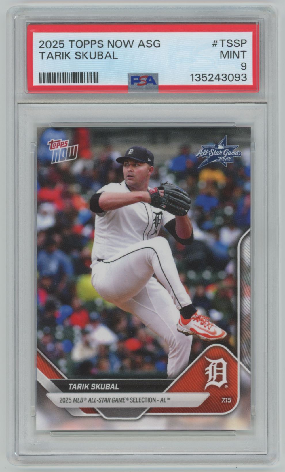 2025 Topps Now All-Star Game Short Print Tarik Skubal PSA 9 Tigers