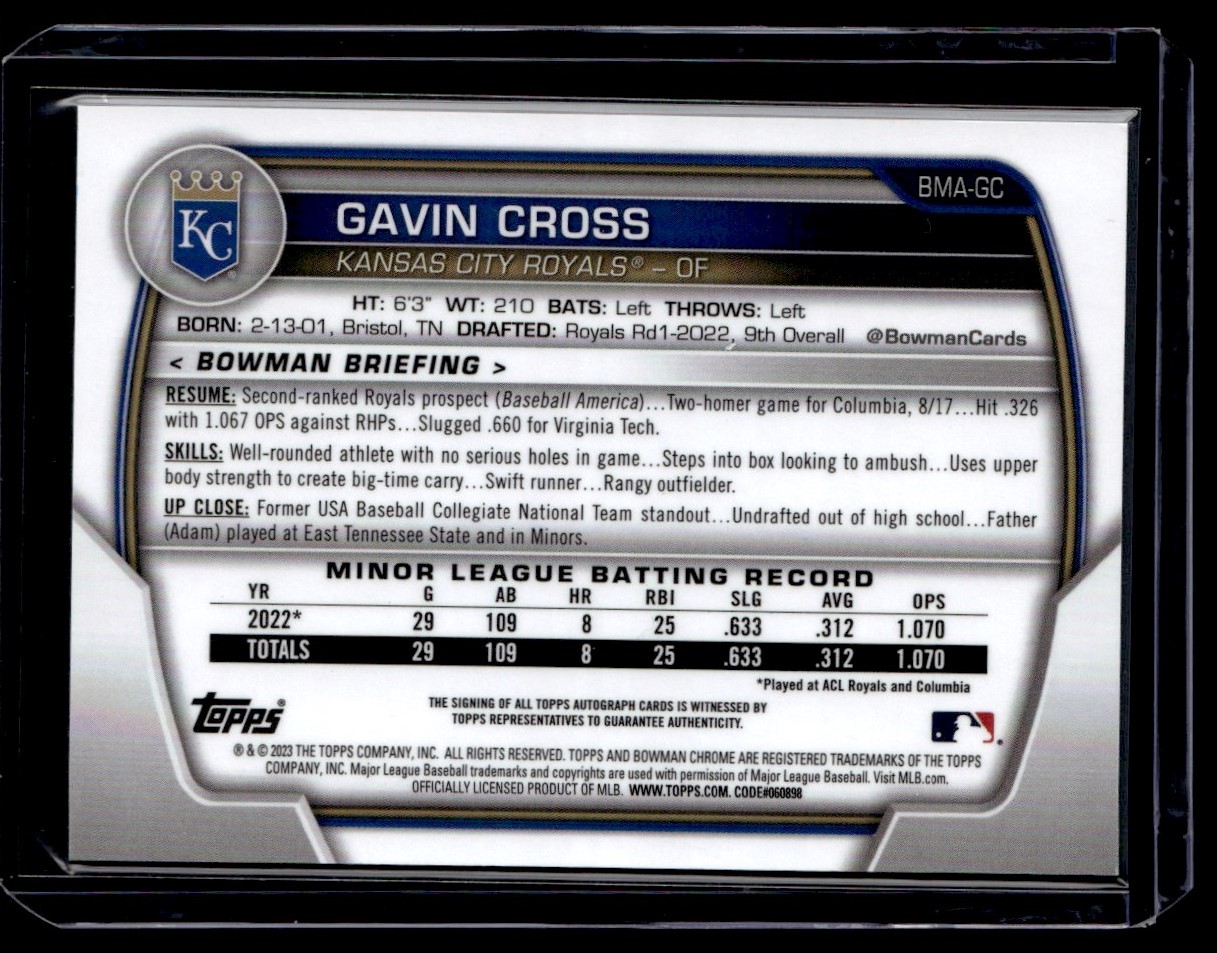 Gavin Cross #BMA-GC Prices  2023 Bowman Chrome Prospect Mega Box