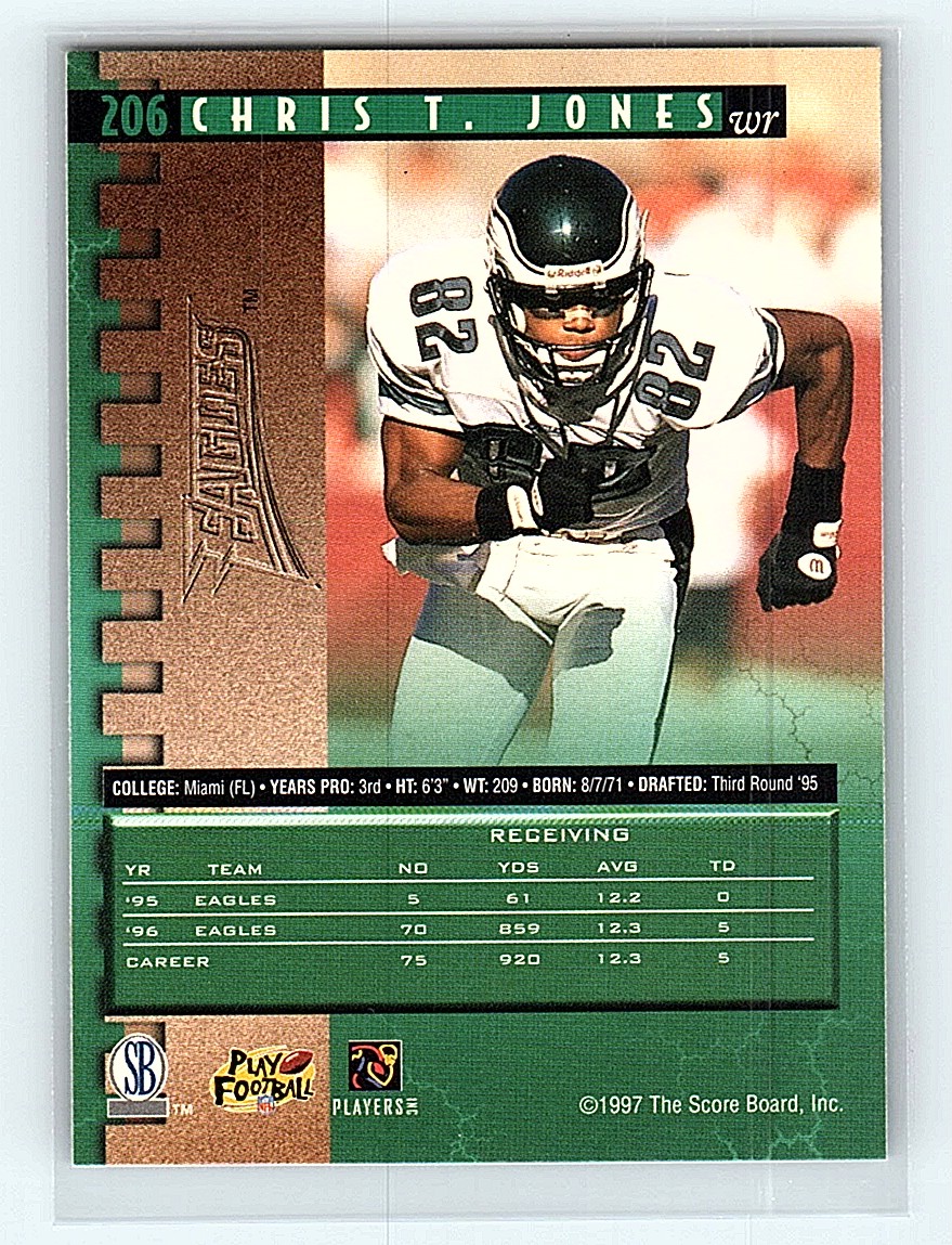 1997 Pro Line Chris T. Jones Philadelphia Eagles #206 | eBay