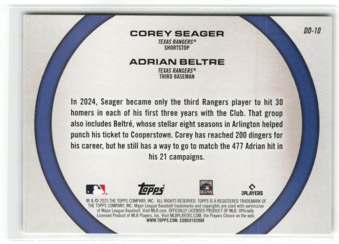 2025 Topps Series 2 Seager / Beltre #DD-10 Dynamic Duos | eBay