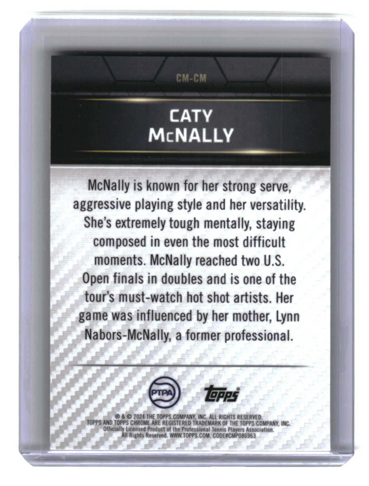 2024 Topps Graphite Court Masters CATY MCNALLY #CM-CM card back image