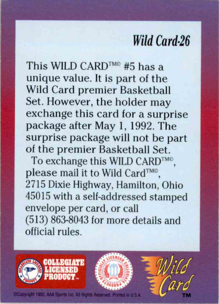 1991-92 Wild Card Wild Card #26 card back image