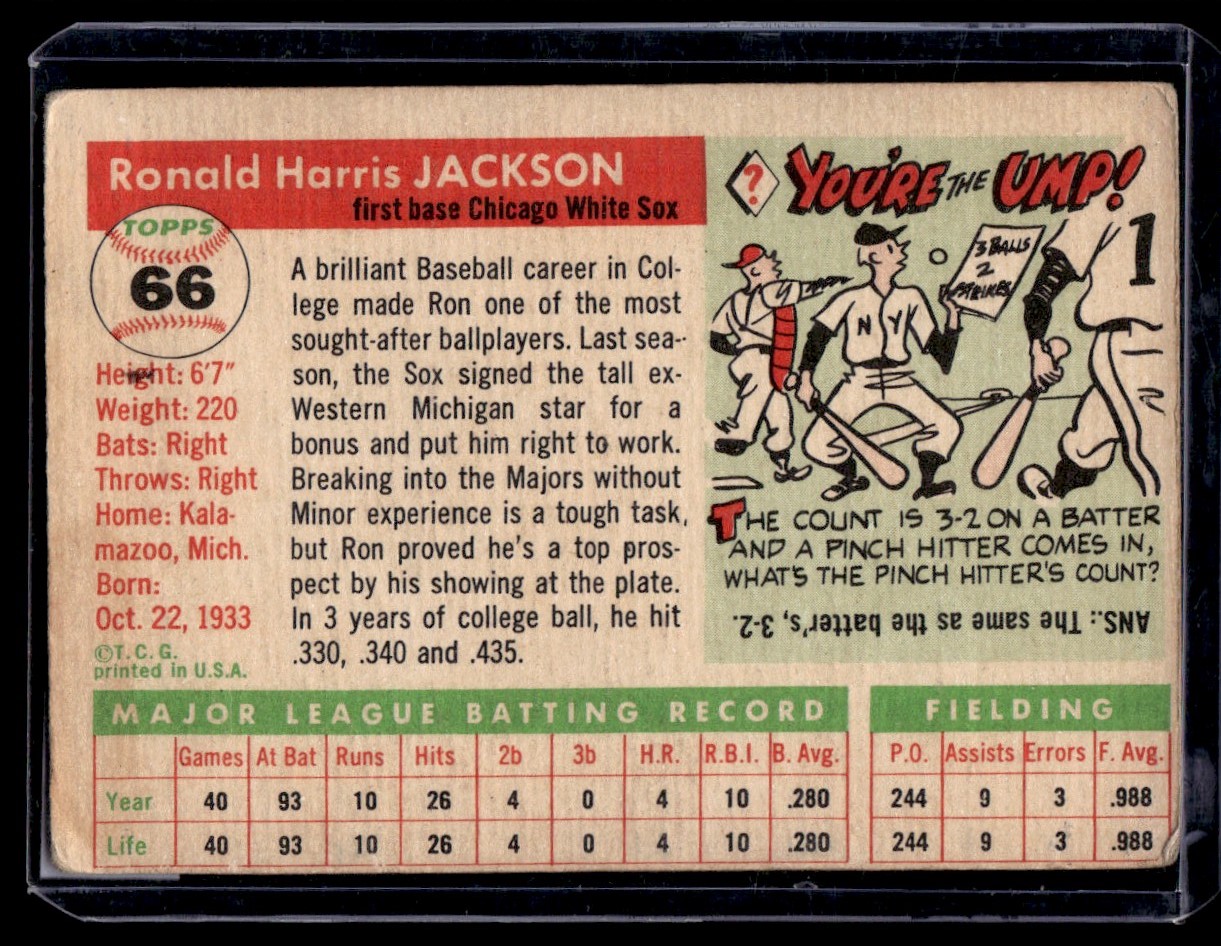 1955 Topps Ron Jackson #66 card back image