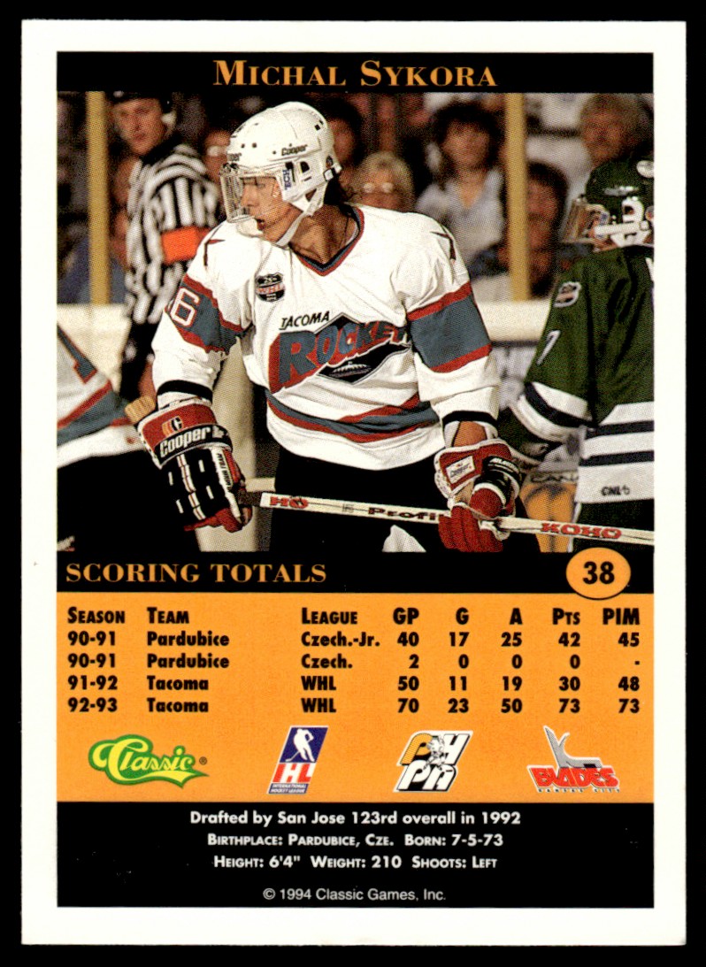 野茂英雄　95ROOKIE OF THE YEAR 1994-95 Classic Pro Hockey Prospects MICHAL SYKORA #38