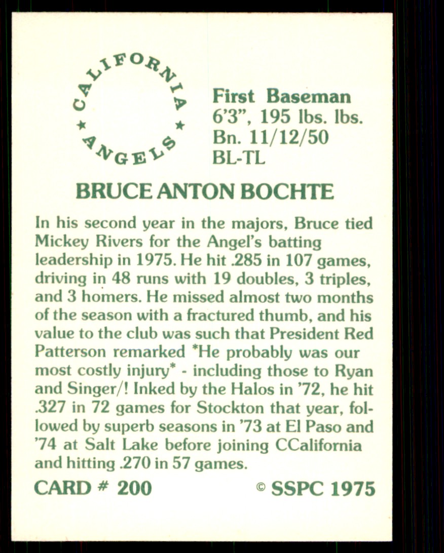 1976 SSPC Bruce Bochte California Angels #200 | eBay
