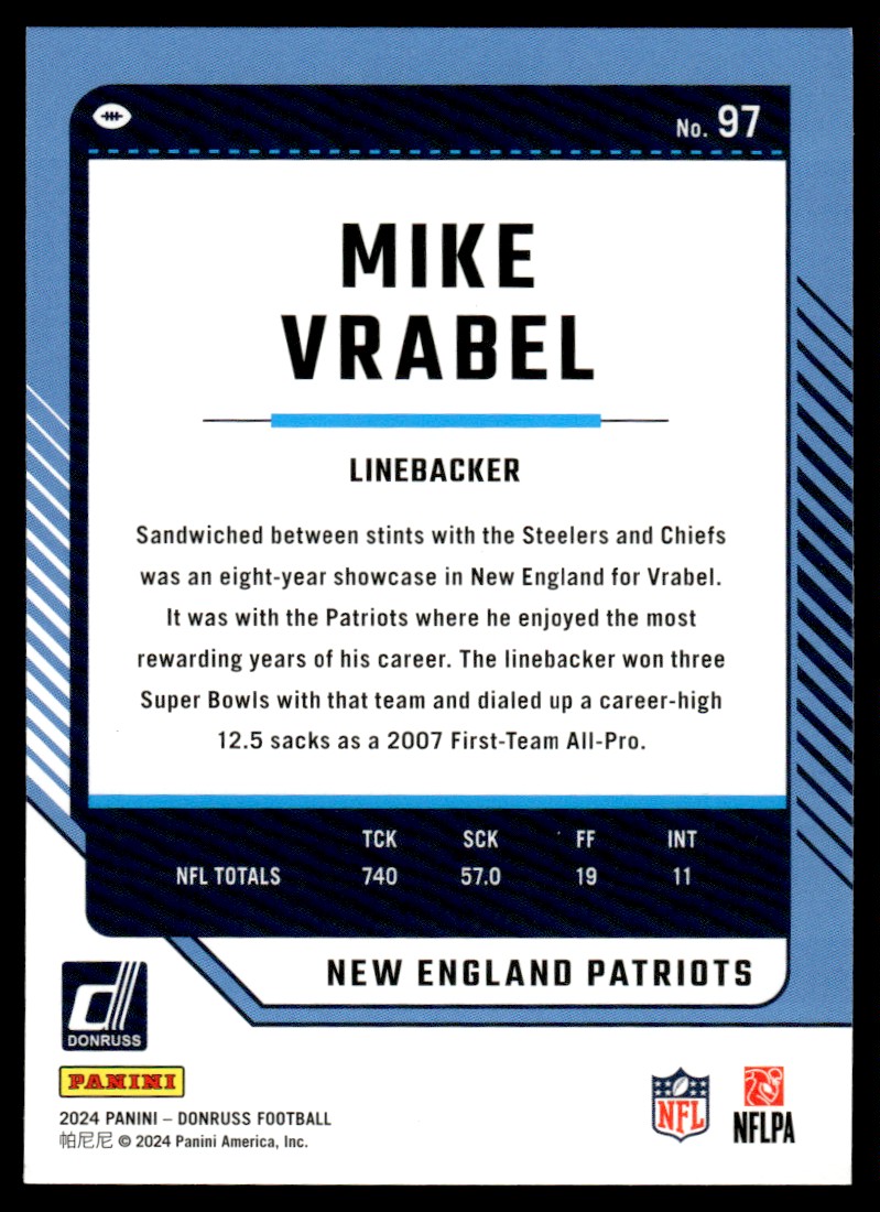 2024 Panini Donruss Red Press Proof Mike Vrabel #97 card back image
