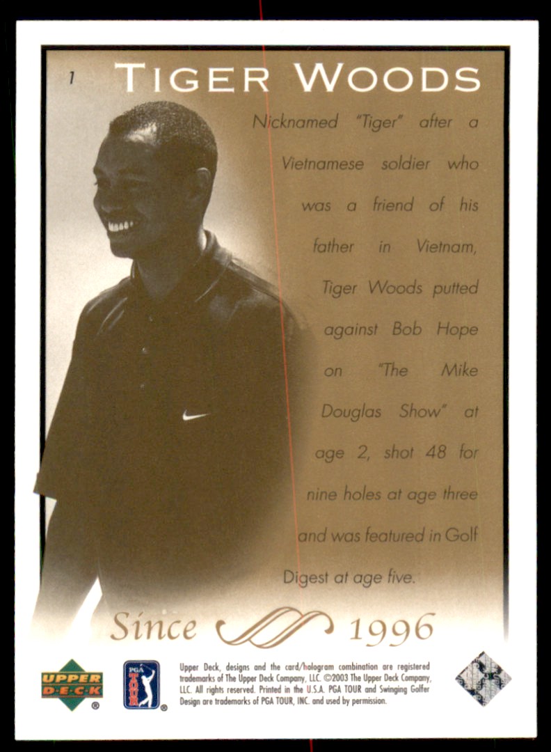 2003 Upper Deck Tiger Woods #1 card back image