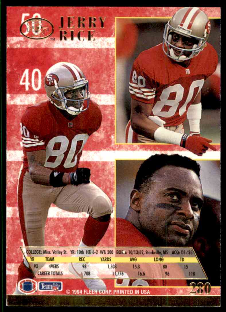 1994 Ultra Jerry Rice San Francisco 49ers #280