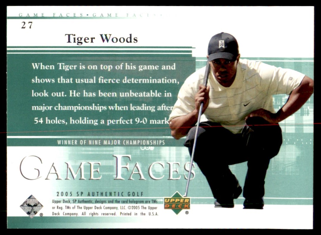 2005 Upper Deck Game Faces Tiger Woods #27 card back image